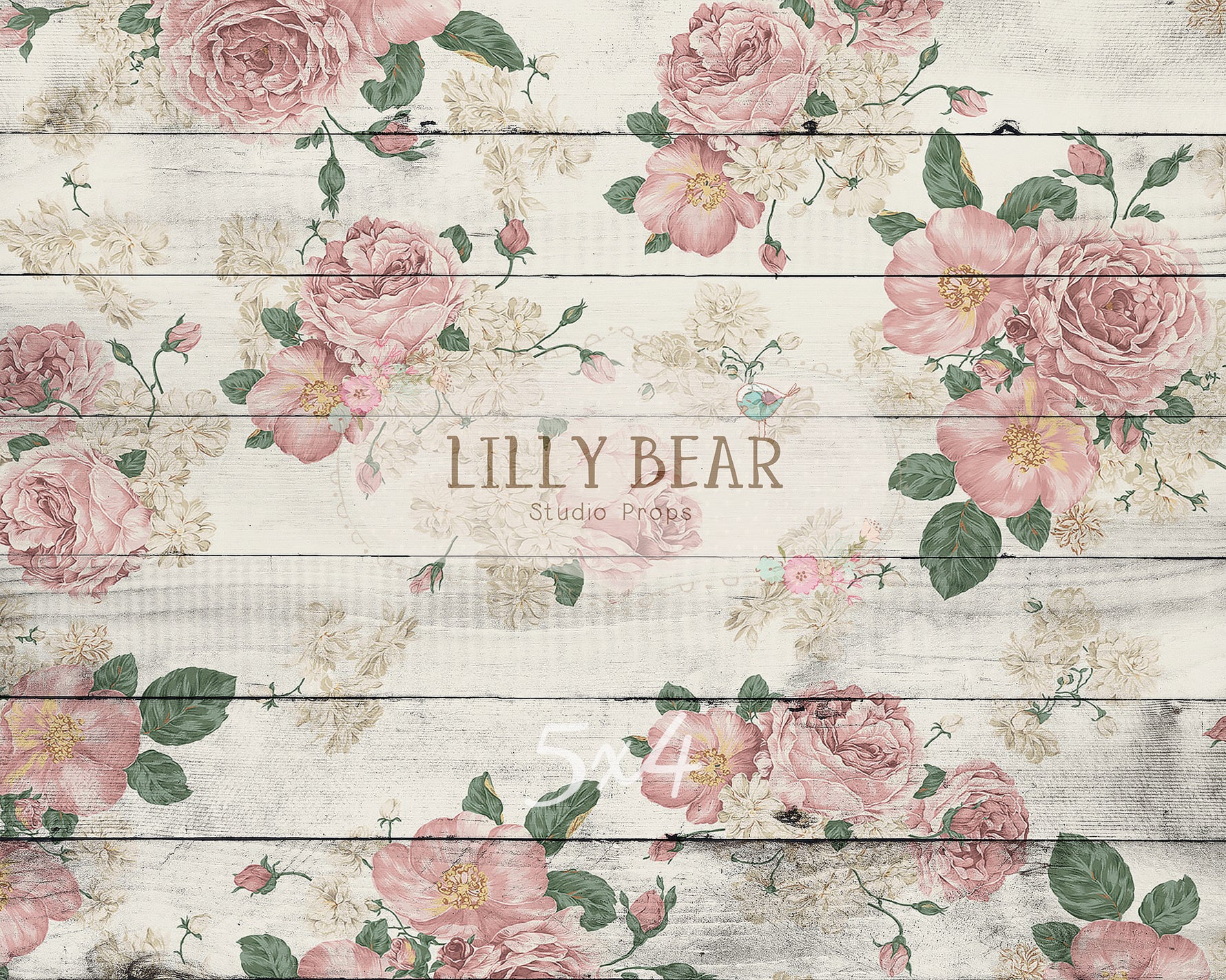 Ava Floral Horizontal Wood Planks Floor by Lilly Bear Studio Props sold by Lilly Bear Studio Props, barn wood - distres