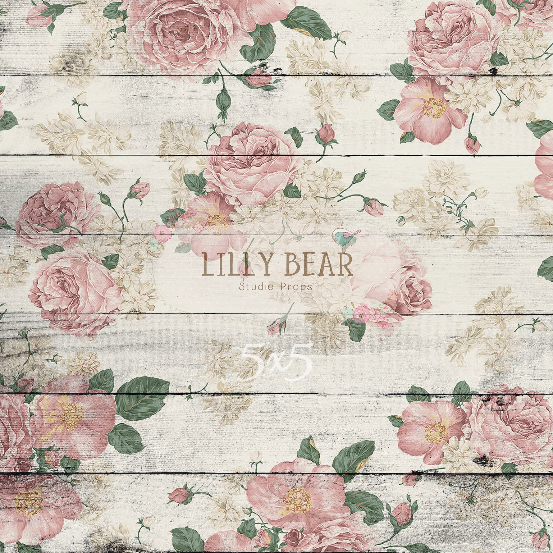 Ava Floral Horizontal Wood Planks Floor by Lilly Bear Studio Props sold by Lilly Bear Studio Props, barn wood - distres