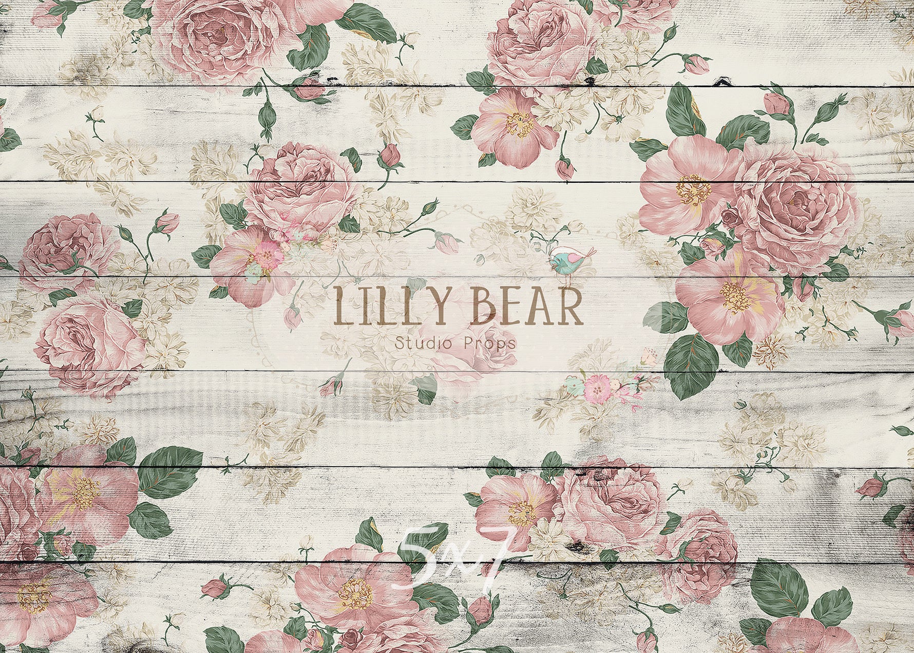 Ava Floral Horizontal Wood Planks Floor by Lilly Bear Studio Props sold by Lilly Bear Studio Props, barn wood - distres