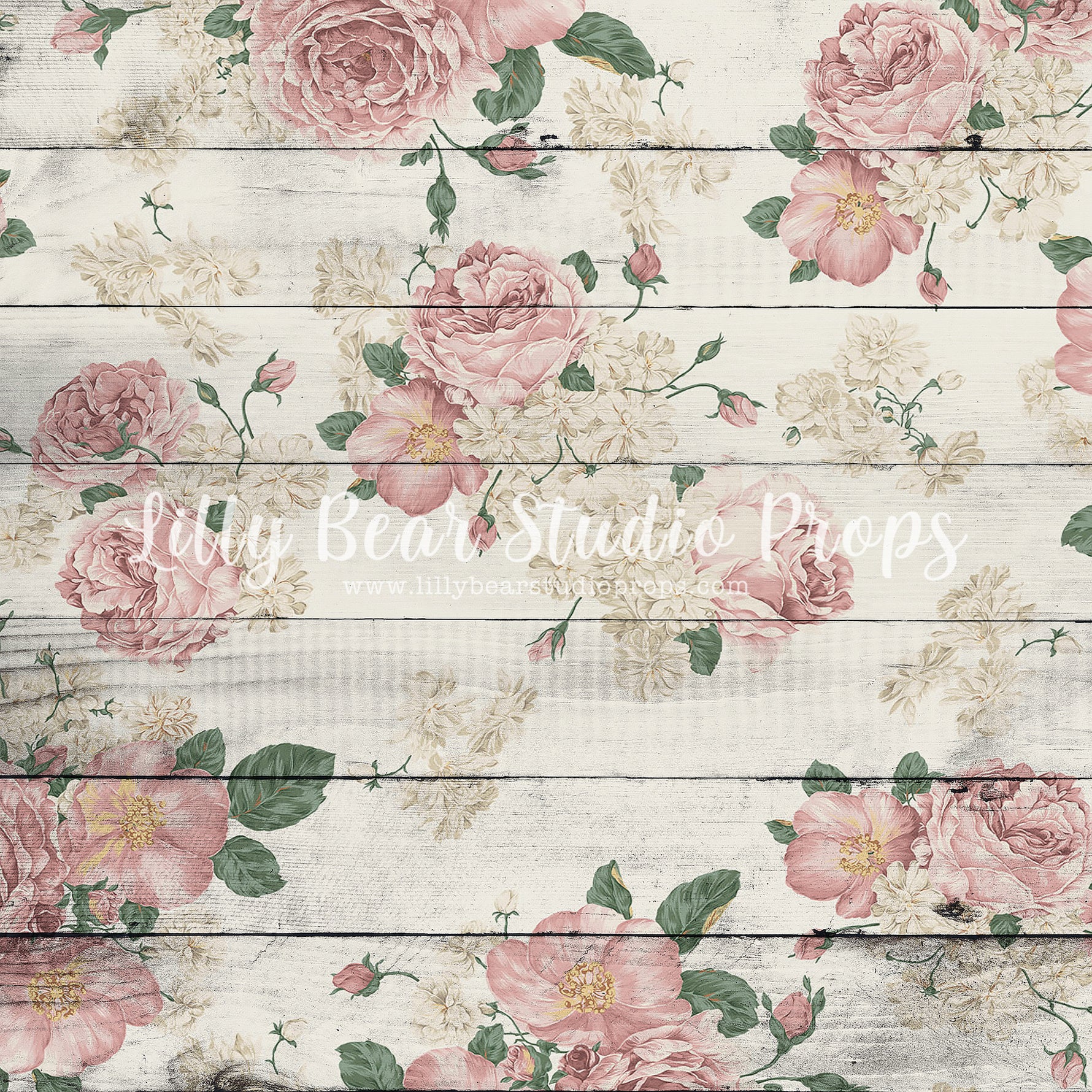 Ava Floral Horizontal Wood Planks Floor by Lilly Bear Studio Props sold by Lilly Bear Studio Props, barn wood - distres