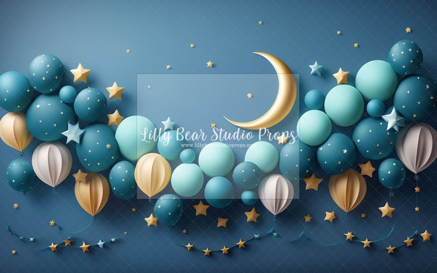 Azure Stars and Moon Balloon Garland