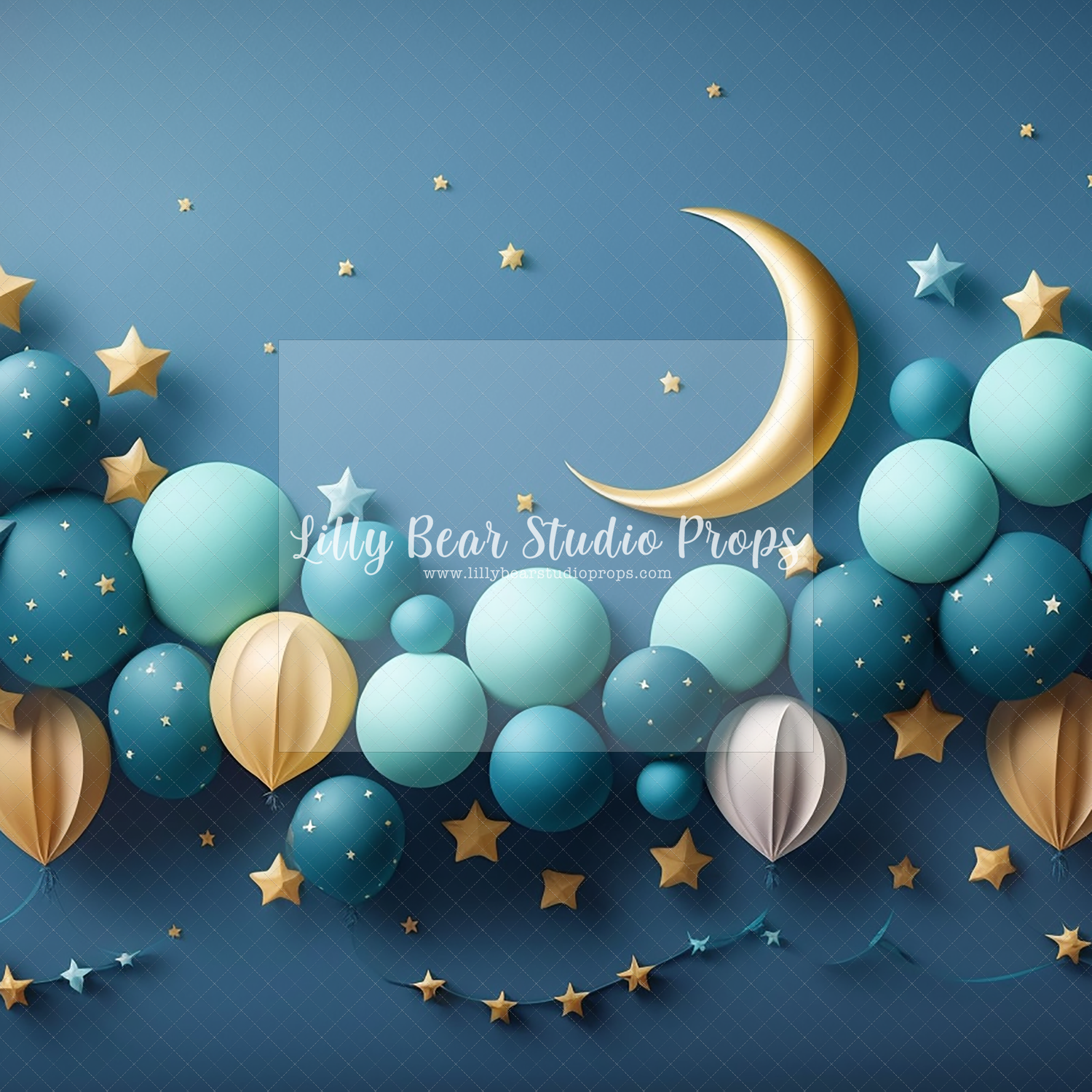Azure Stars and Moon Balloon Garland