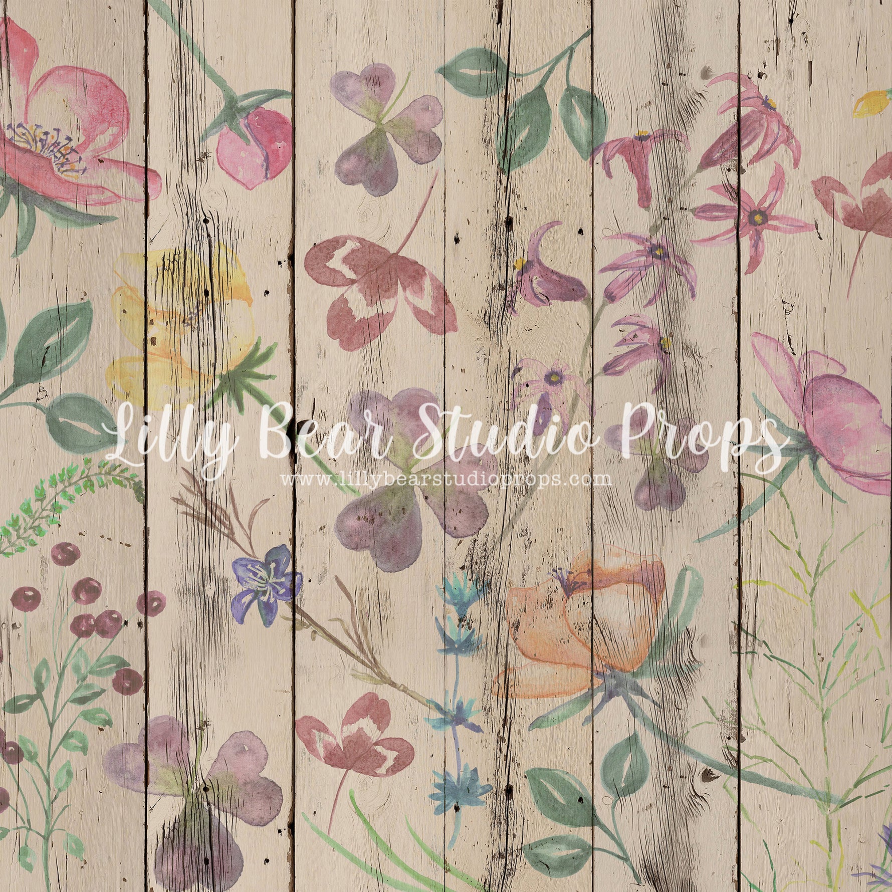 Azure Wildflower Wood Planks Floor by Azure Photography sold by Lilly Bear Studio Props, barn wood - cream wood plank