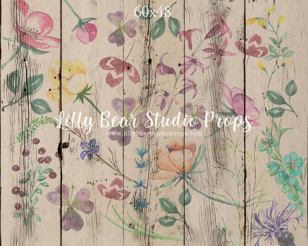 Azure Wildflower Wood Planks Floor by Azure Photography sold by Lilly Bear Studio Props, barn wood - cream wood plank