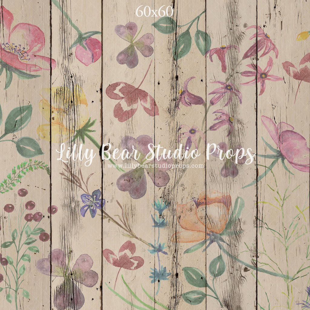 Azure Wildflower Wood Planks Floor by Azure Photography sold by Lilly Bear Studio Props, barn wood - cream wood plank