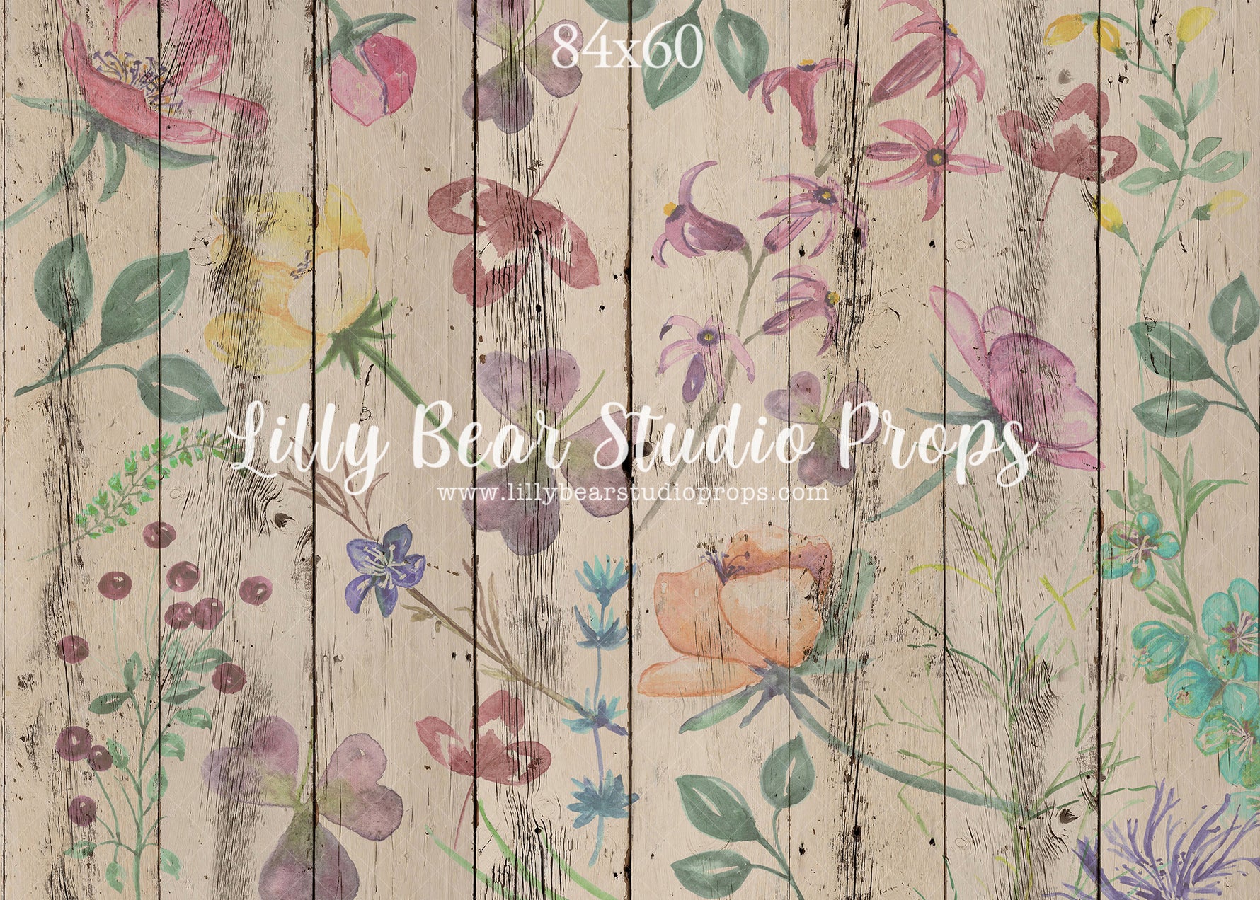 Azure Wildflower Wood Planks Floor by Azure Photography sold by Lilly Bear Studio Props, barn wood - cream wood plank