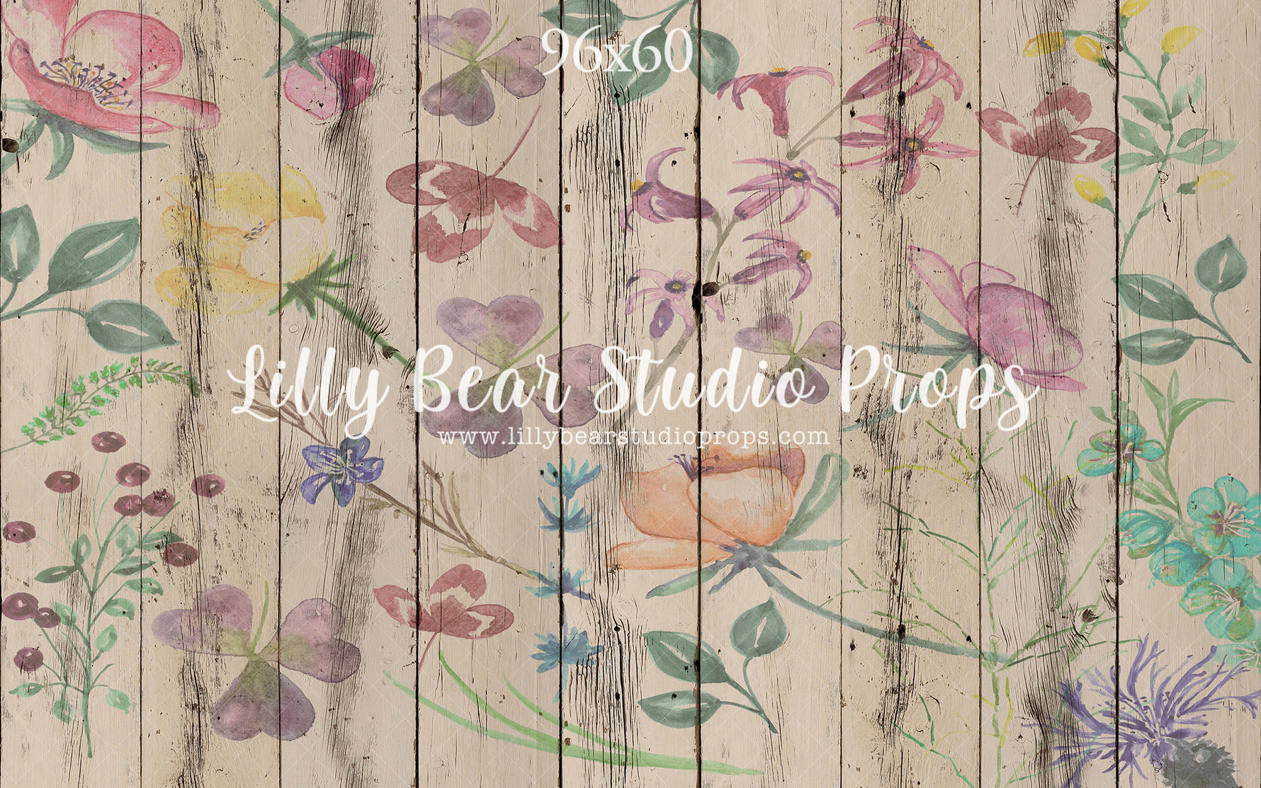 Azure Wildflower Wood Planks Floor by Azure Photography sold by Lilly Bear Studio Props, barn wood - cream wood plank