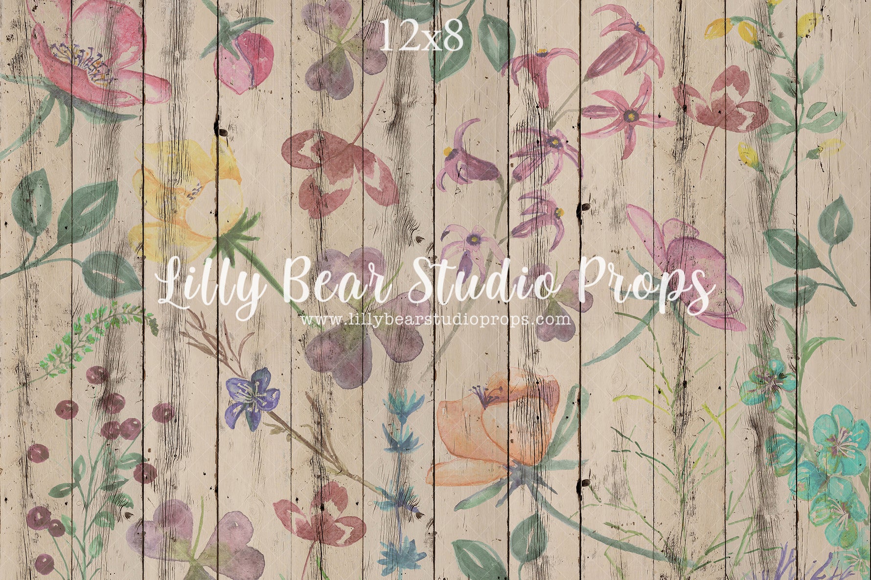 Azure Wildflower Wood Planks Floor by Azure Photography sold by Lilly Bear Studio Props, barn wood - cream wood plank