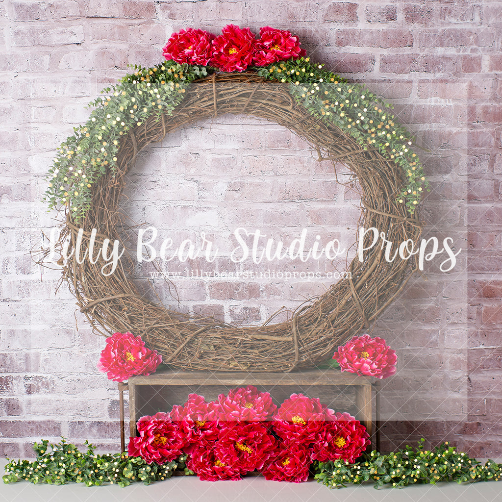 Pink Blossom Wreath - Lilly Bear Studio Props, bees, cow, FABRICS, farm, farm mild, flower spring, girl, spring, spring barn doors, spring flowers