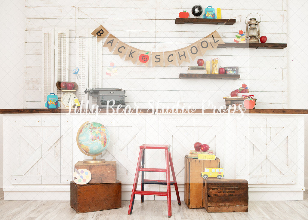 Back To Shool - Lilly Bear Studio Props, apples, back to school, ladder, world, world map