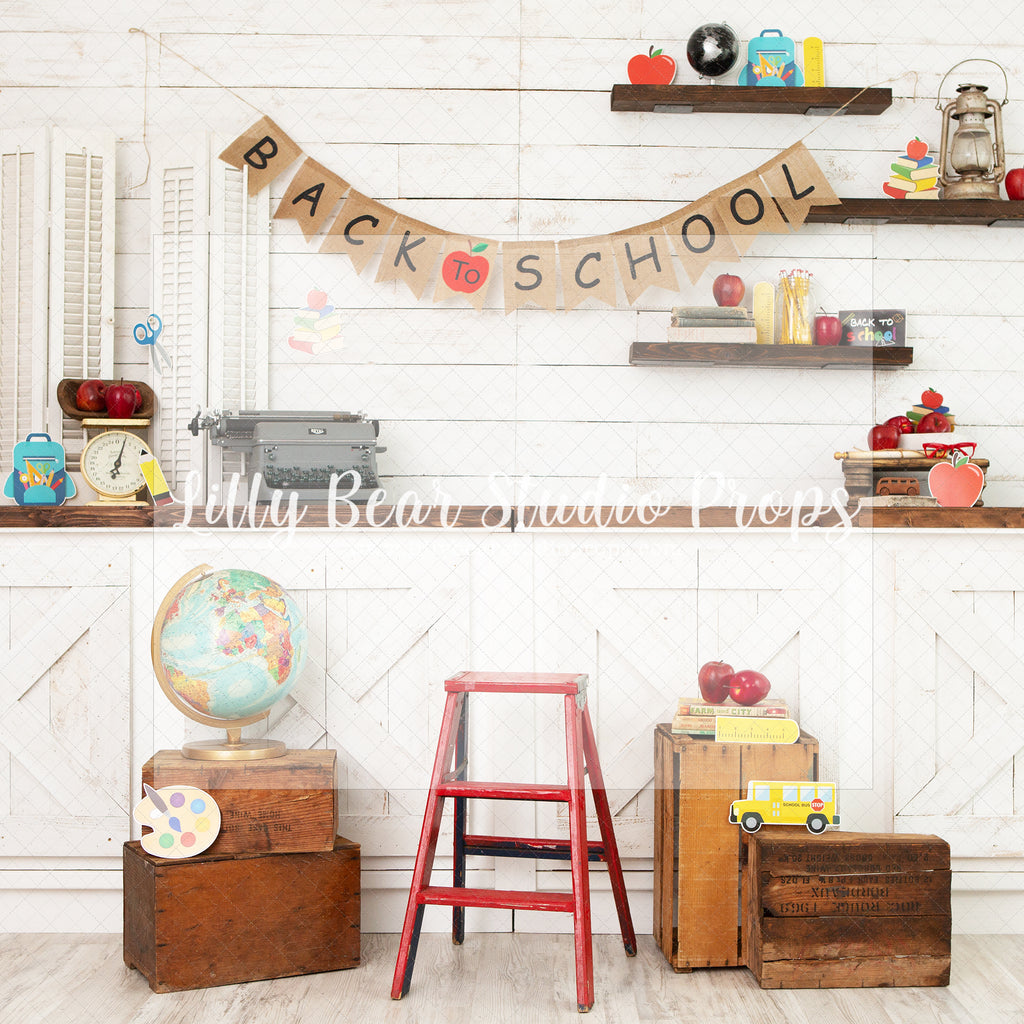 Back To Shool - Lilly Bear Studio Props, apples, back to school, ladder, world, world map