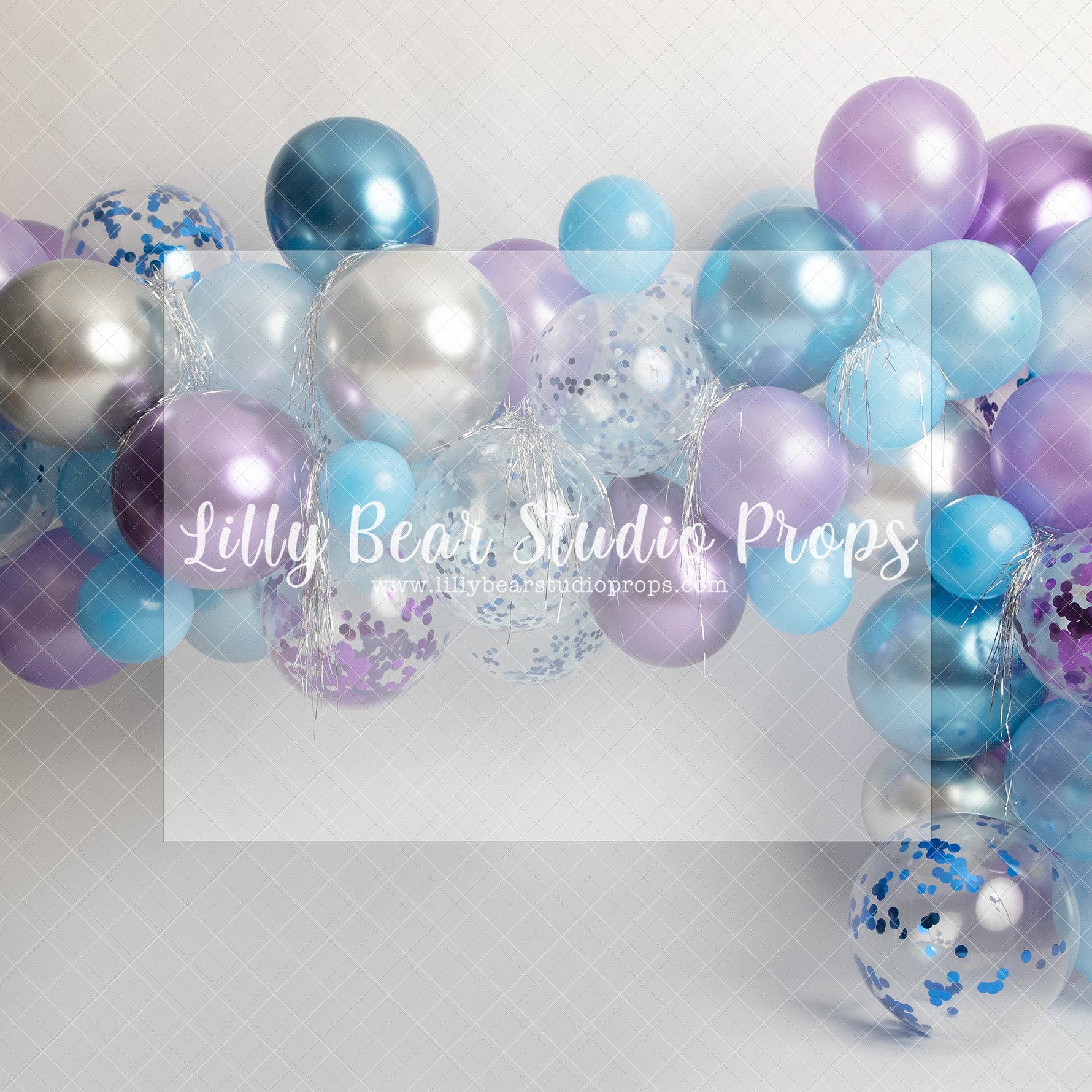 Purple, Blue & Silver Balloon Arch - Lilly Bear Studio Props, balloon, balloon arch, balloon garland, blue and purple, blue balloon, blue balloon garland, blue balloons, chrome balloon, metallic balloon, metallic purple balloons, purple balloon garland, purple balloons, silver balloons