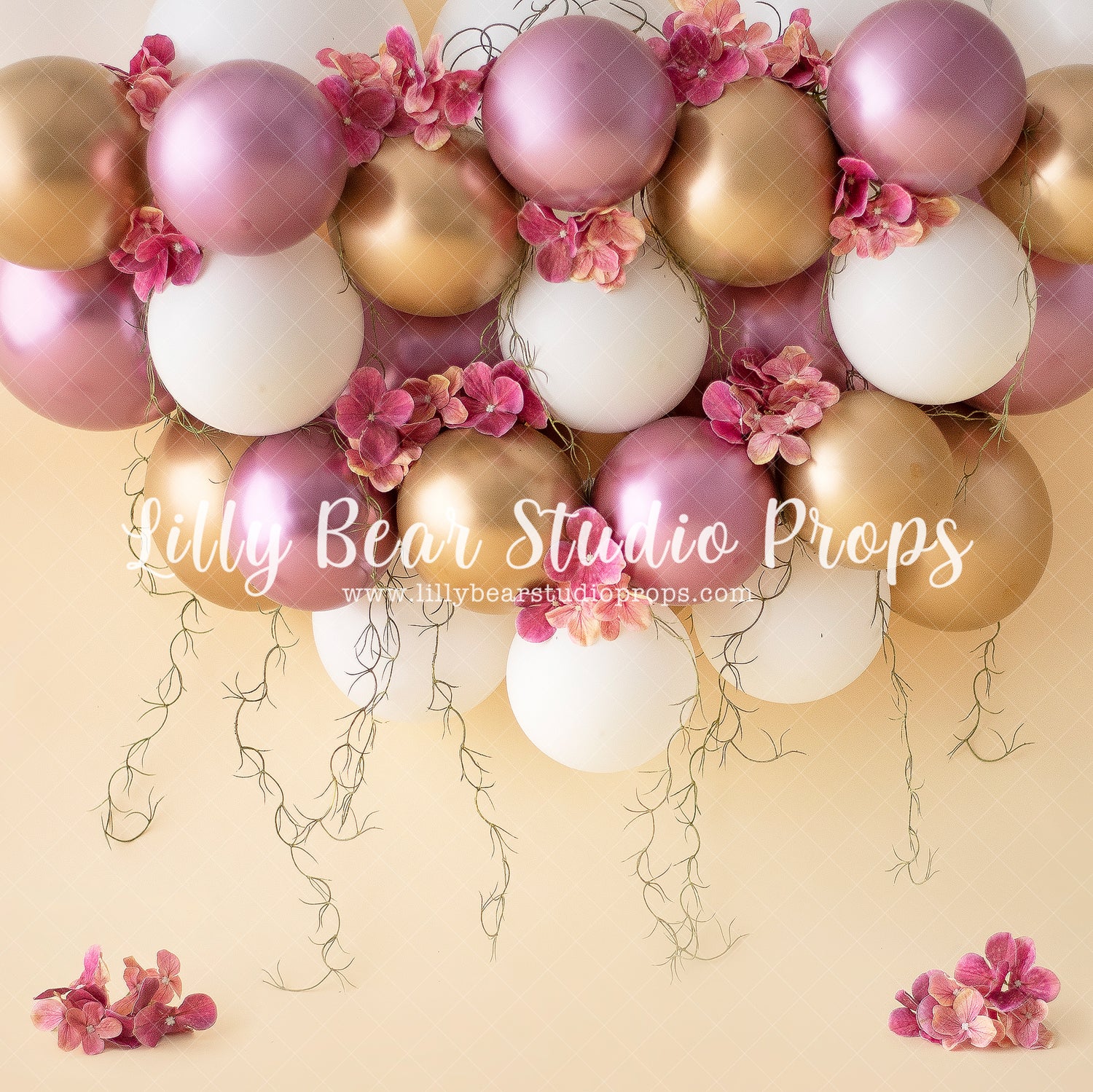 Balloon Bouquet - Lilly Bear Studio Props, balloon, balloon garland, blooming flowers, bouquet, bright flowers, cake smash, colourful flowers, Fabric, FABRICS, floral, floral balloons, floral bouquet, floral bouquet balloons, girl, pink, pink balloons, pink floral, pink flower, pink flowers, vintage, vintage floral, white balloons, Wrinkle Free Fabric