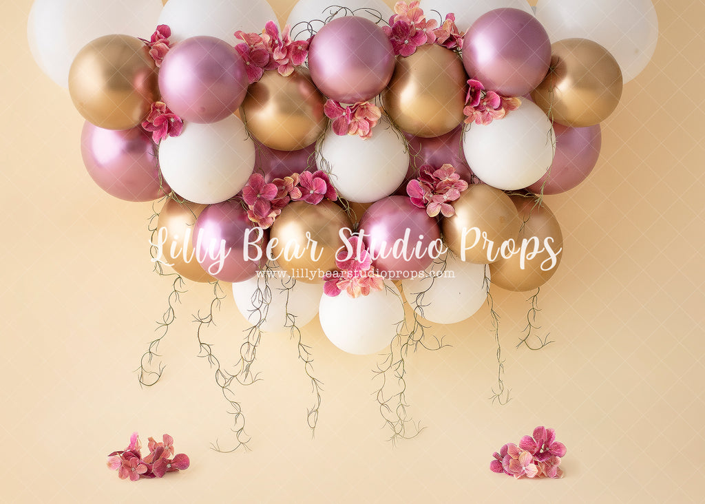 Balloon Bouquet - Lilly Bear Studio Props, balloon, balloon garland, blooming flowers, bouquet, bright flowers, cake smash, colourful flowers, Fabric, FABRICS, floral, floral balloons, floral bouquet, floral bouquet balloons, girl, pink, pink balloons, pink floral, pink flower, pink flowers, vintage, vintage floral, white balloons, Wrinkle Free Fabric