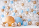 Balloon Wall White Gold & Blue - Lilly Bear Studio Props, balloon, balloon garland, balloon wall, blue, blue and white, blue balloon garland, blue balloons, cake smash, Fabric, FABRICS, fish net, gold balloons, net, ocean, ocean blue, starfish, under the sea, under water, underwater, underwater bubbles, white balloons, Wrinkle Free Fabric