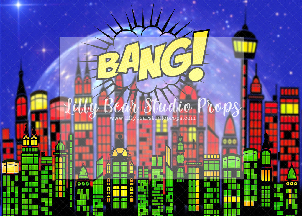 Bang! Bang! - Lilly Bear Studio Props, bang, Brick Wall, comic book, Fabric, little superhero, my hero, my little hero, super hero, superhero, superheros, Wrinkle Free Fabric