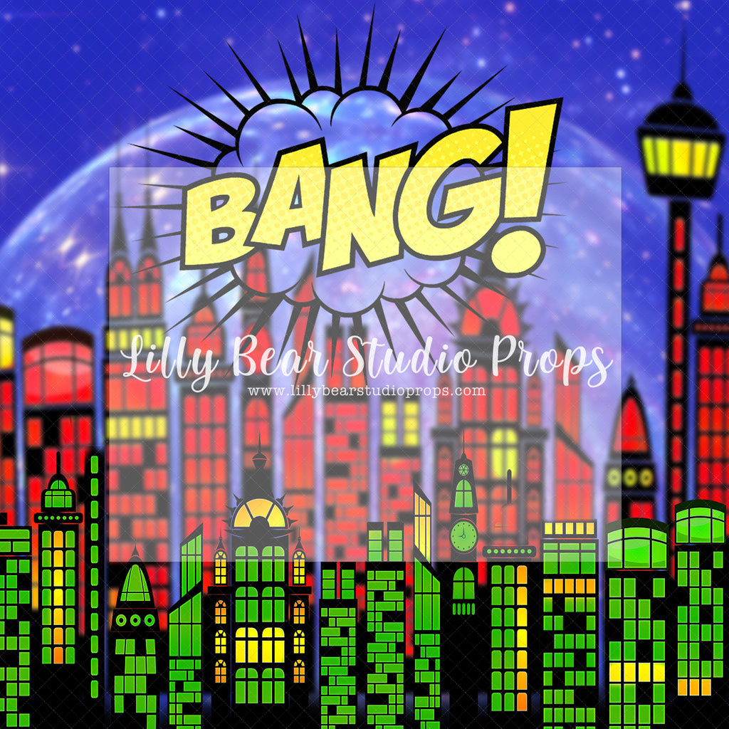 Bang! Bang! - Lilly Bear Studio Props, bang, Brick Wall, comic book, Fabric, little superhero, my hero, my little hero, super hero, superhero, superheros, Wrinkle Free Fabric