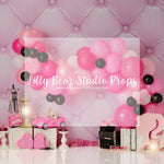 Barbie and Stacey - Lilly Bear Studio Props, barbie, barbie balloons, barbie doll, barbie girl, pink and black, Wrinkle Free Fabric