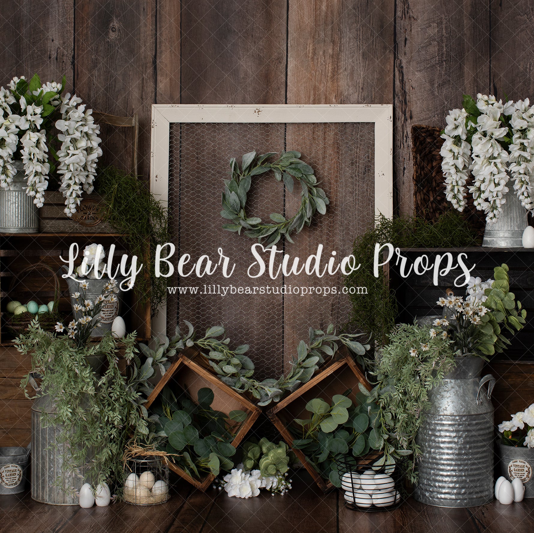 Barnwood Spring - Lilly Bear Studio Props, boho greenery, bunny, cake smash, Fabric, FABRICS, floral, garden, girl, Greenhouse, happy easter, spring, spring boho, spring floral, spring flowers, Wrinkle Free Fabric