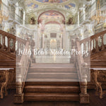 Baroque Castle - Lilly Bear Studio Props, castle, castle balcony, castle gate, center park, Fabric, FABRICS, garden, garden path, garden steps, garden walkway, london, park, pink tulips, spring, steps, Wrinkle Free Fabric