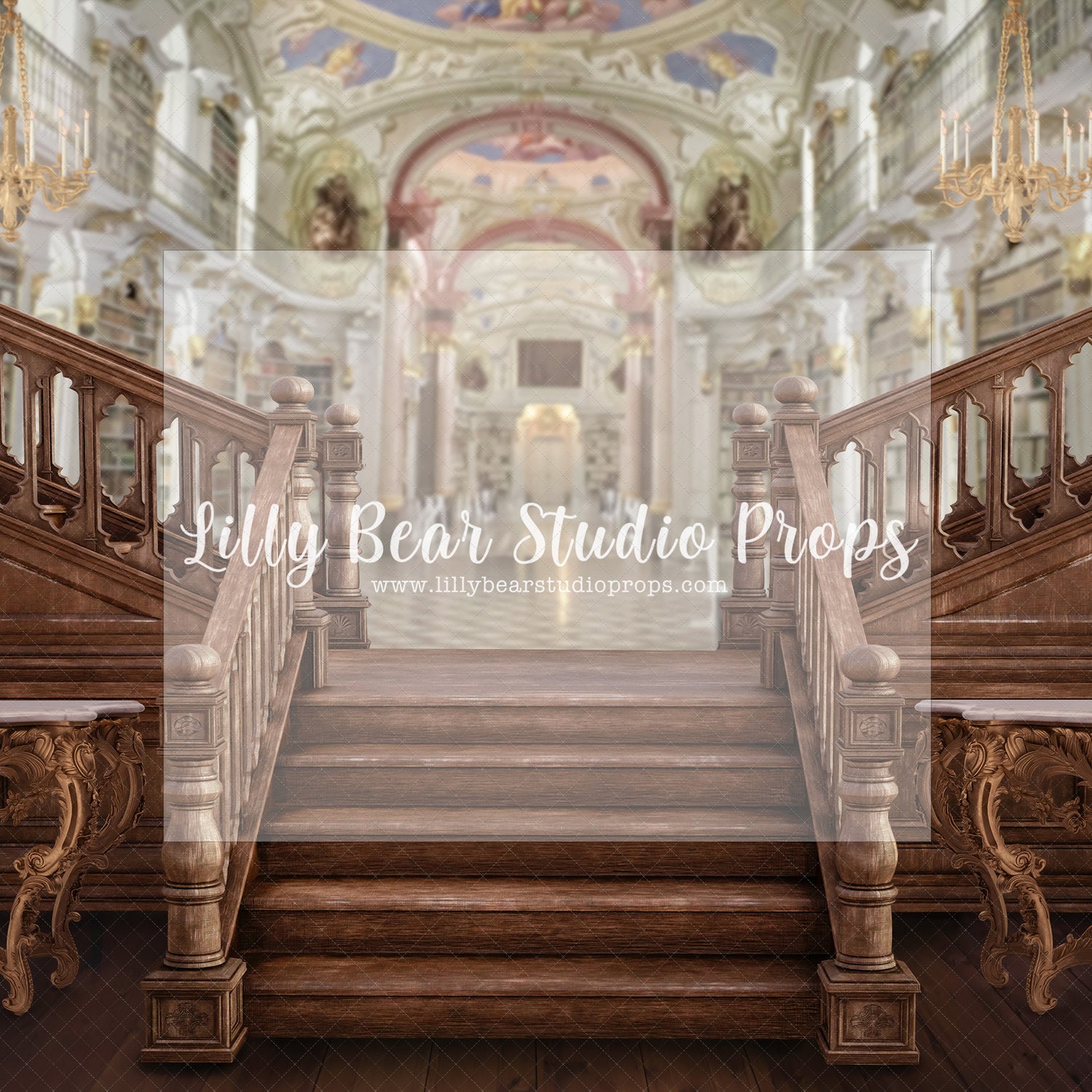 Baroque Castle - Lilly Bear Studio Props, castle, castle balcony, castle gate, center park, Fabric, FABRICS, garden, garden path, garden steps, garden walkway, london, park, pink tulips, spring, steps, Wrinkle Free Fabric