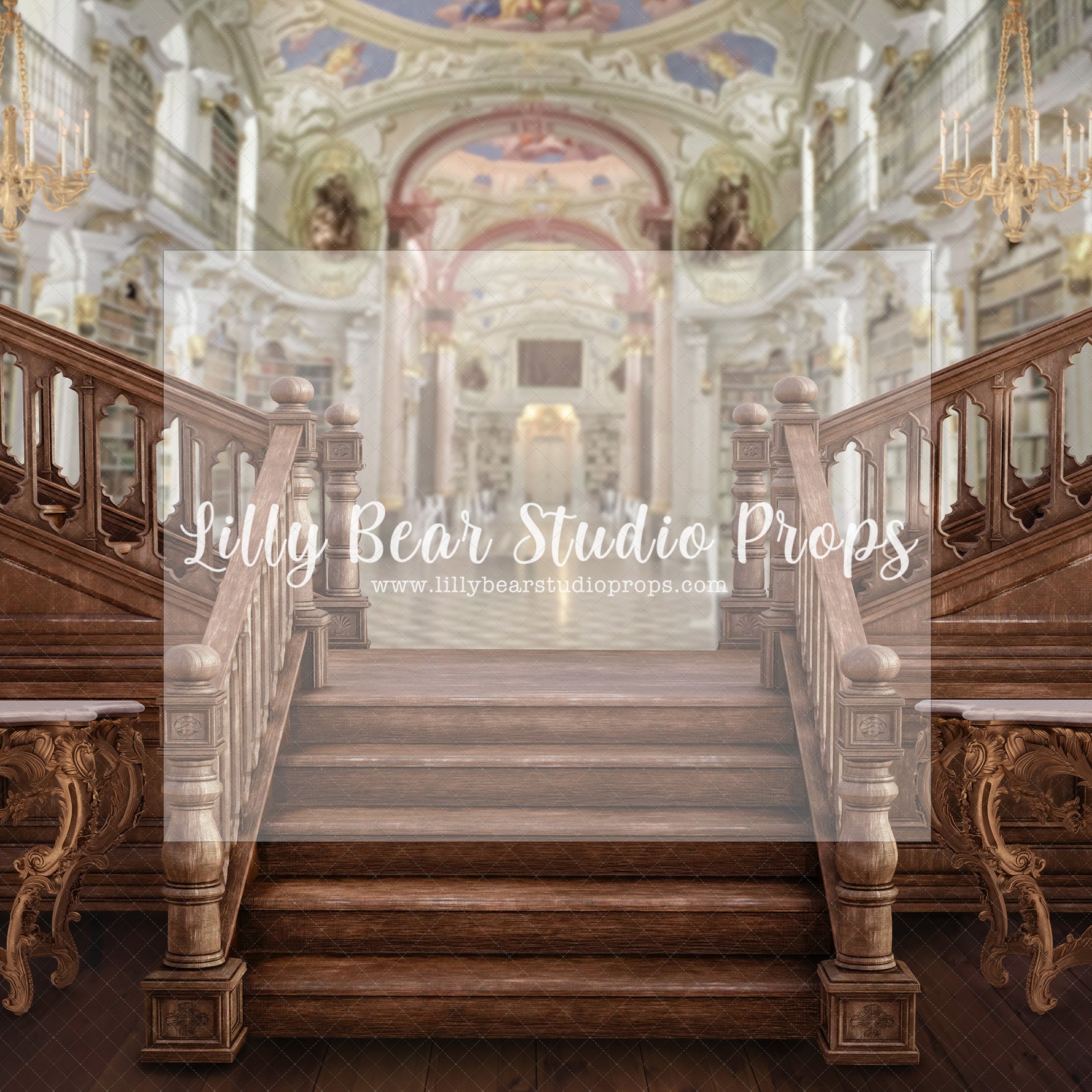 Baroque Castle - Lilly Bear Studio Props, castle, castle balcony, castle gate, center park, Fabric, FABRICS, garden, garden path, garden steps, garden walkway, london, park, pink tulips, spring, steps, Wrinkle Free Fabric