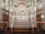 Baroque Castle - Lilly Bear Studio Props, castle, castle balcony, castle gate, center park, Fabric, FABRICS, garden, garden path, garden steps, garden walkway, london, park, pink tulips, spring, steps, Wrinkle Free Fabric