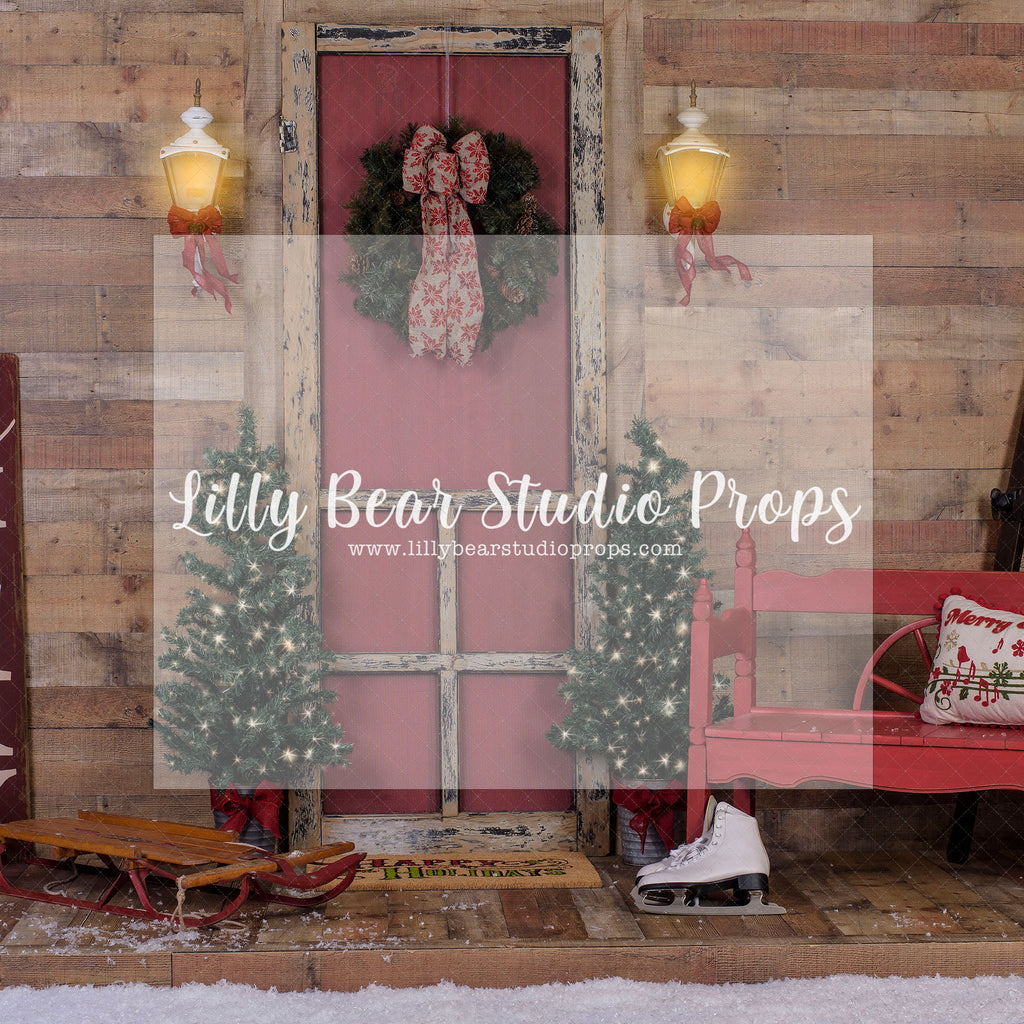 Be Merry Porch - Lilly Bear Studio Props, christmas, Cozy, Decorated, Festive, Giving, Holiday, Holy, Hopeful, Joyful, Merry, Peaceful, Peacful, Red & Green, Seasonal, Winter, Xmas, Yuletide
