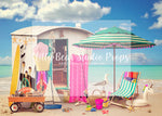 Beach Cabana - Lilly Bear Studio Props, beach ball, beach water, beach water wave, beach waves, flip flop, glistening water, rubber duck, sand, shimmer water, shiny water, surf board, water, water waves, waves