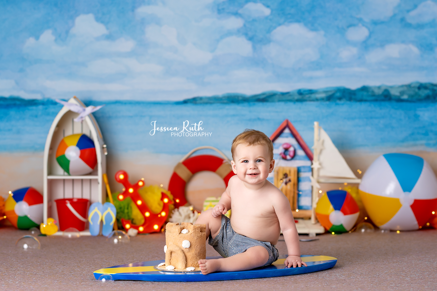 Beach Day Fun - Lilly Bear Studio Props, beach ball, beach water, beach water wave, beach waves, flip flop, glistening water, rubber duck, sand, shimmer water, shiny water, surf board, water, water waves, waves