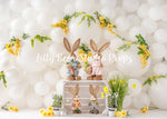 Beatrix And Her Fam Bam - Lilly Bear Studio Props, balloon, balloon chic, balloon flowers, balloon wall, blooming flowers, bunnies, bunny, easter bunny, Fabric, greenery, spring, spring ballooons, spring floral, spring flowers, white balloon wall, white balloons, Wrinkle Free Fabric, yellow, yellow floral, yellow flowers