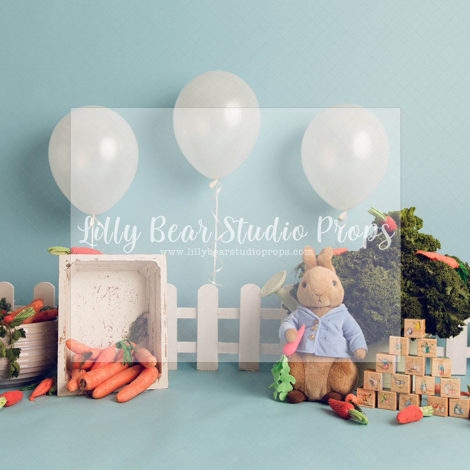 Beatrix Potter - Lilly Bear Studio Props, butterfly balloons, carrot cart, carrot garden, carrot stand, gold stars, little wild one, magic mushrooms, mushrooms, peter rabbit, peter rabbit garden, rustic woodland, white balloons, wild one, wild one girl, woodland, woodland animals, woodland creatures, woodland flower garland, woodland friends