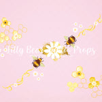 Bizzzy Bee - Lilly Bear Studio Props, bee, Fabric, gold, honey, honey bees, honey comb, honey comb nest, honey flower, pink, Wrinkle Free Fabric