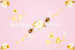 Bizzzy Bee - Lilly Bear Studio Props, bee, Fabric, gold, honey, honey bees, honey comb, honey comb nest, honey flower, pink, Wrinkle Free Fabric