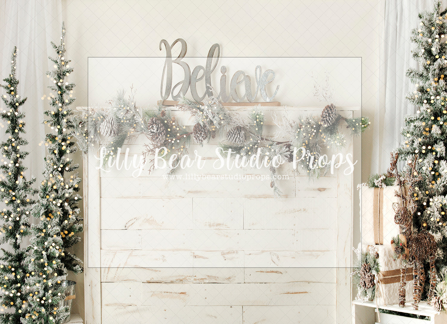 Believe Headboard - Lilly Bear Studio Props, christmas, Cozy, Decorated, Festive, Giving, Holiday, Holy, Hopeful, Joyful, Merry, Peaceful, Peacful, Red & Green, Seasonal, Winter, Xmas, Yuletide