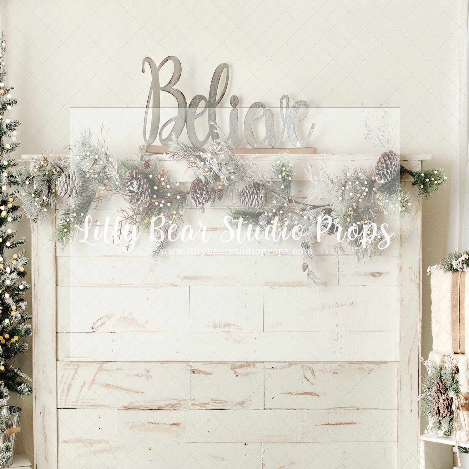 Believe Headboard - Lilly Bear Studio Props, christmas, Cozy, Decorated, Festive, Giving, Holiday, Holy, Hopeful, Joyful, Merry, Peaceful, Peacful, Red & Green, Seasonal, Winter, Xmas, Yuletide