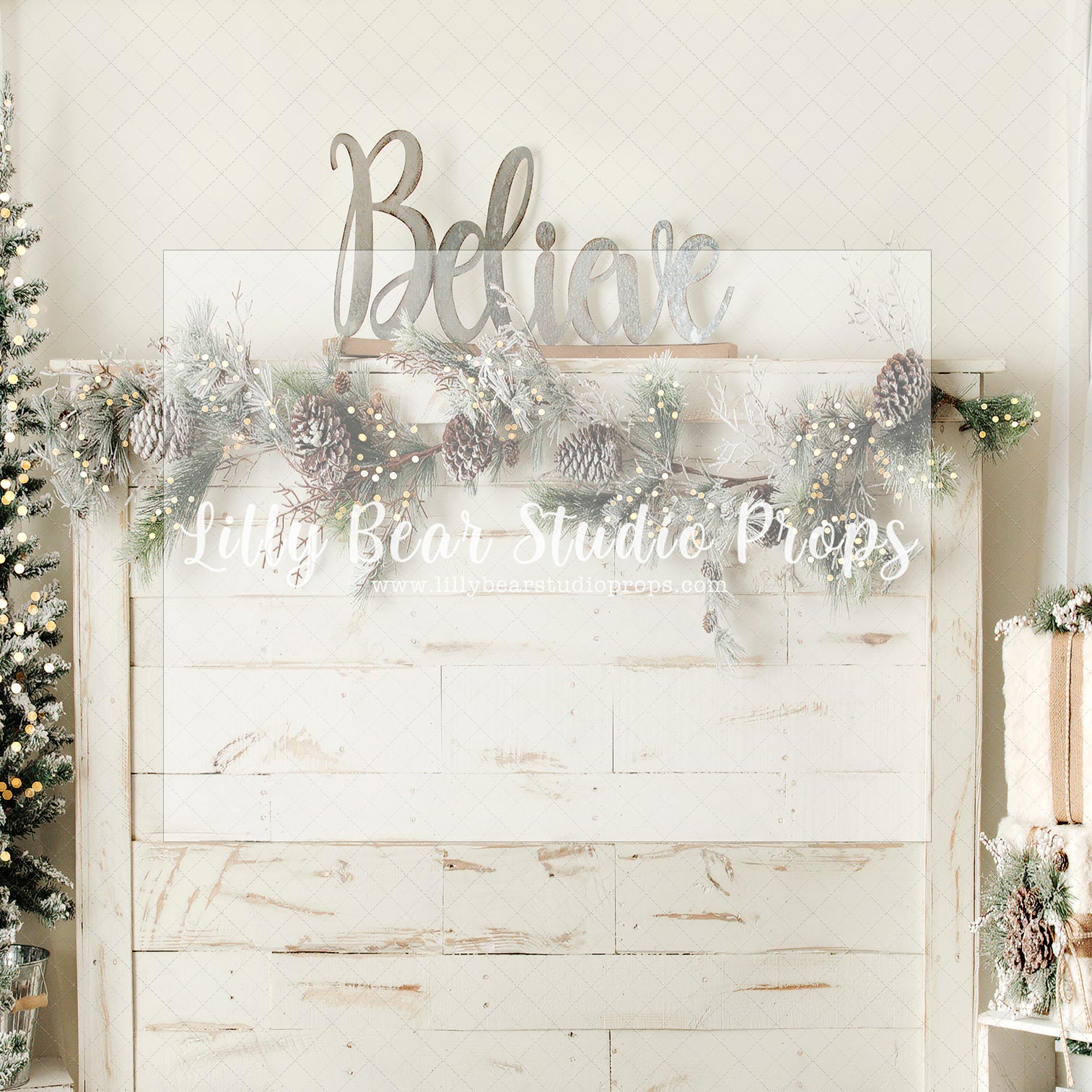 Believe Headboard - Lilly Bear Studio Props, christmas, Cozy, Decorated, Festive, Giving, Holiday, Holy, Hopeful, Joyful, Merry, Peaceful, Peacful, Red & Green, Seasonal, Winter, Xmas, Yuletide