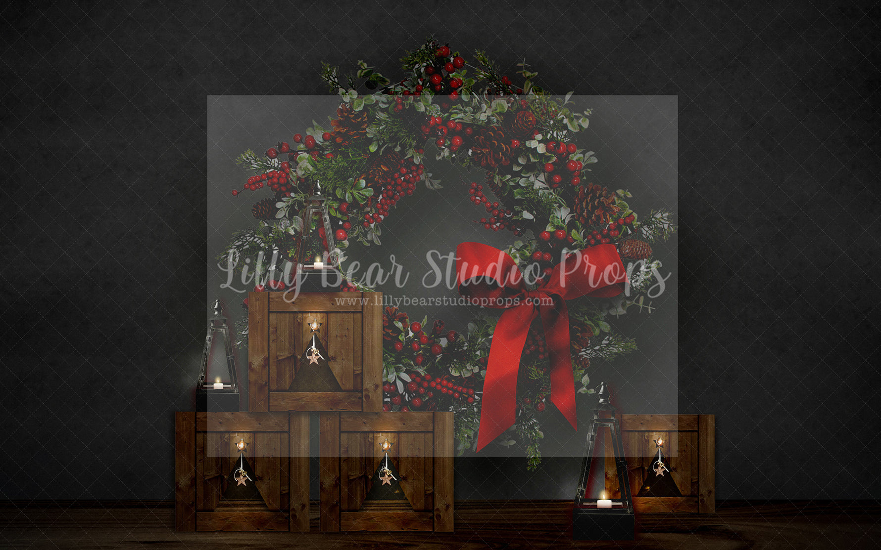 Big Red Xmas Bow Ebony - Lilly Bear Studio Props, boho christmas fireplace, candles, christmas, christmas fireplace, christmas snow, christmas train, Cozy, Decorated, Fabric, FABRICS, Festive, Giving, Holiday, Holy, Hopeful, Joyful, Merry, Peaceful, Peacful, Red & Green, Seasonal, train tracks, tree farm, winter, wreath, Xmas, Yuletide
