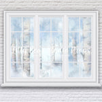 Birch Window Wall - Lilly Bear Studio Props, birch, birch trees, castle, Fabric, fantasy, frozen, girls, hand painted, ice, snow, snowy trees, winter, Wrinkle Free Fabric