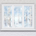 Birch Window Wall - 10x8' Wrinkle Free Fabric RTS - Lilly Bear Studio Props, birch, birch trees, castle, Fabric, fantasy, frozen, girls, hand painted, ice, snow, snowy trees, winter, Wrinkle Free Fabric