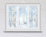 Birch Window Wall - 10x8' Wrinkle Free Fabric RTS - Lilly Bear Studio Props, birch, birch trees, castle, Fabric, fantasy, frozen, girls, hand painted, ice, snow, snowy trees, winter, Wrinkle Free Fabric