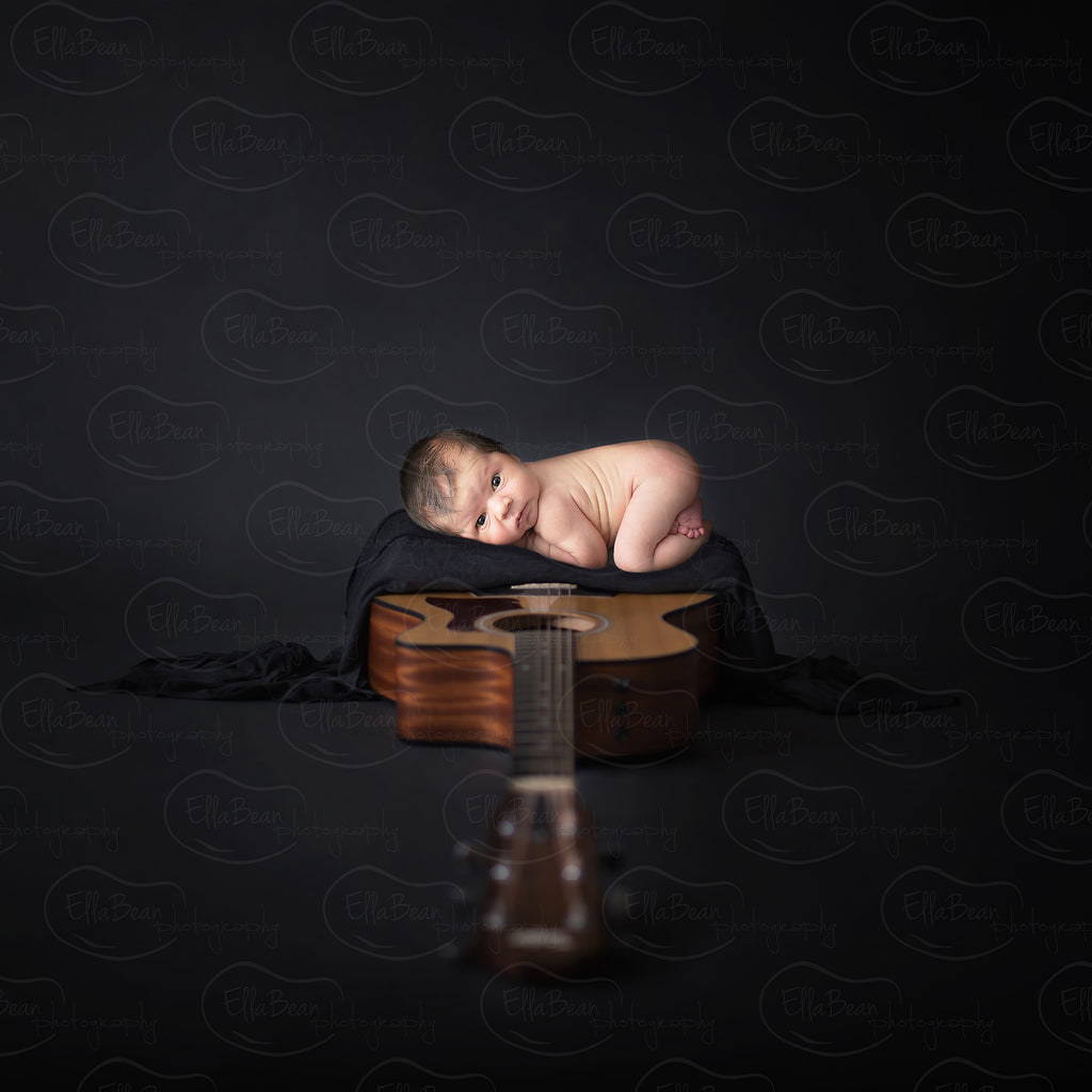 Guitar Digital Backdrop - Lilly Bear Studio Props, black, guitar, music, newborn digital backdrop