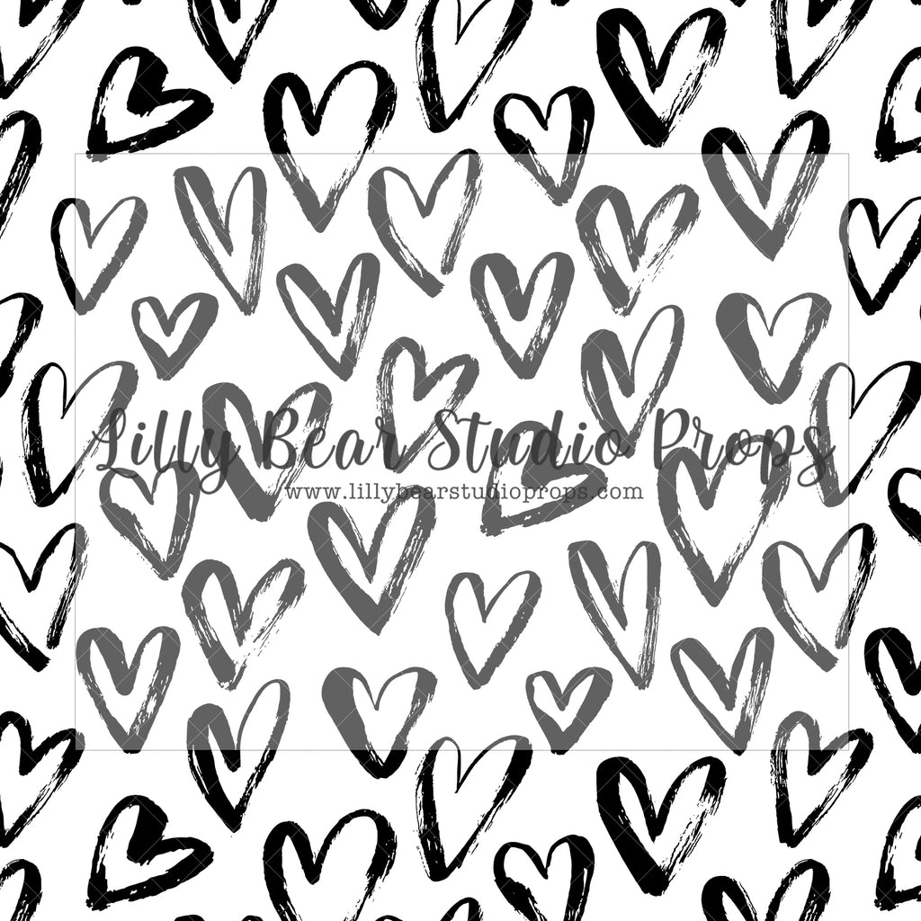 Black Grafitti Hearts - Lilly Bear Studio Props, all my heart, balloon hearts, be still my heart, cupid, FABRICS, girl, girls, heart, heart love, hearts, hearts and arrows, i love you, love, love is in the air, love wall, pattern hearts, pink, valentine, valentines, valentines day