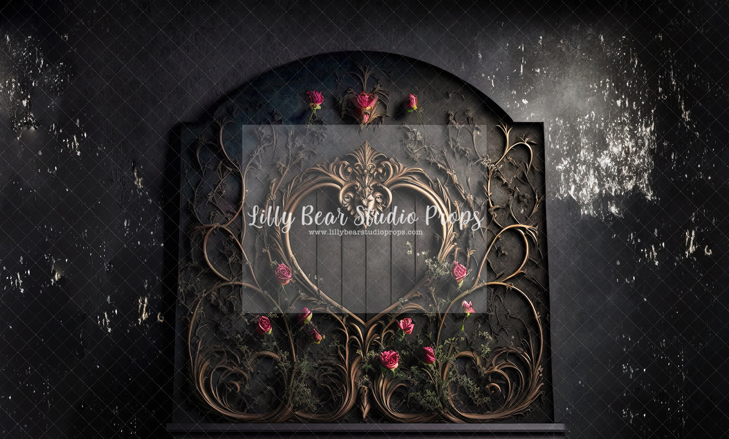Black Stone Wall Rose Gate