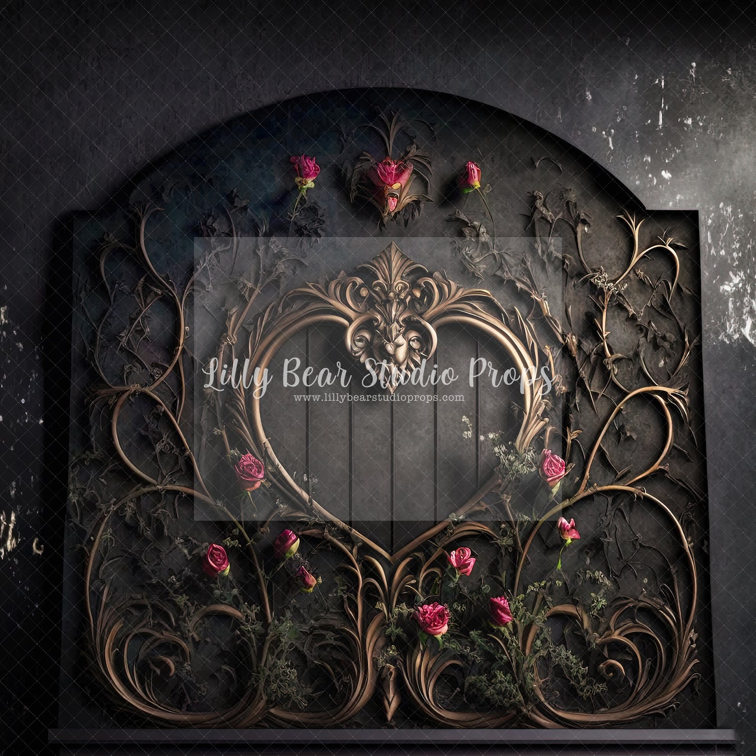 Black Stone Wall Rose Gate