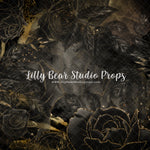 Black Thorn Beauty - Lilly Bear Studio Props, black & gold, black and gold, black flowers, black roses, dark rose, Fabric, FABRICS, flowers, gold, halloween flowers, roses