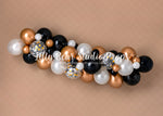 Black & Copper Balloon Garland - Lilly Bear Studio Props, balloon garland, black balloons, copper balloons, copper white and black balloons, Fabric, gold balloons, gold black and white balloons, white balloons, white black and copper balloon garland, white black and gold balloon garland, Wrinkle Free Fabric