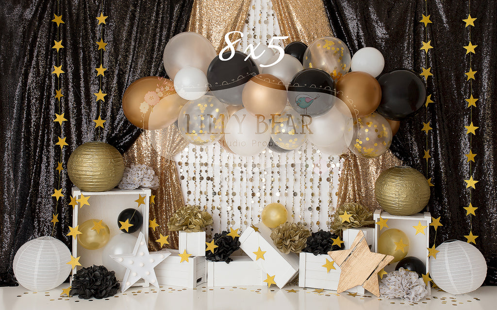 Black & Gold Balloons by Daniella Photography sold by Lilly Bear Studio Props, balloons - birthday - black - black and