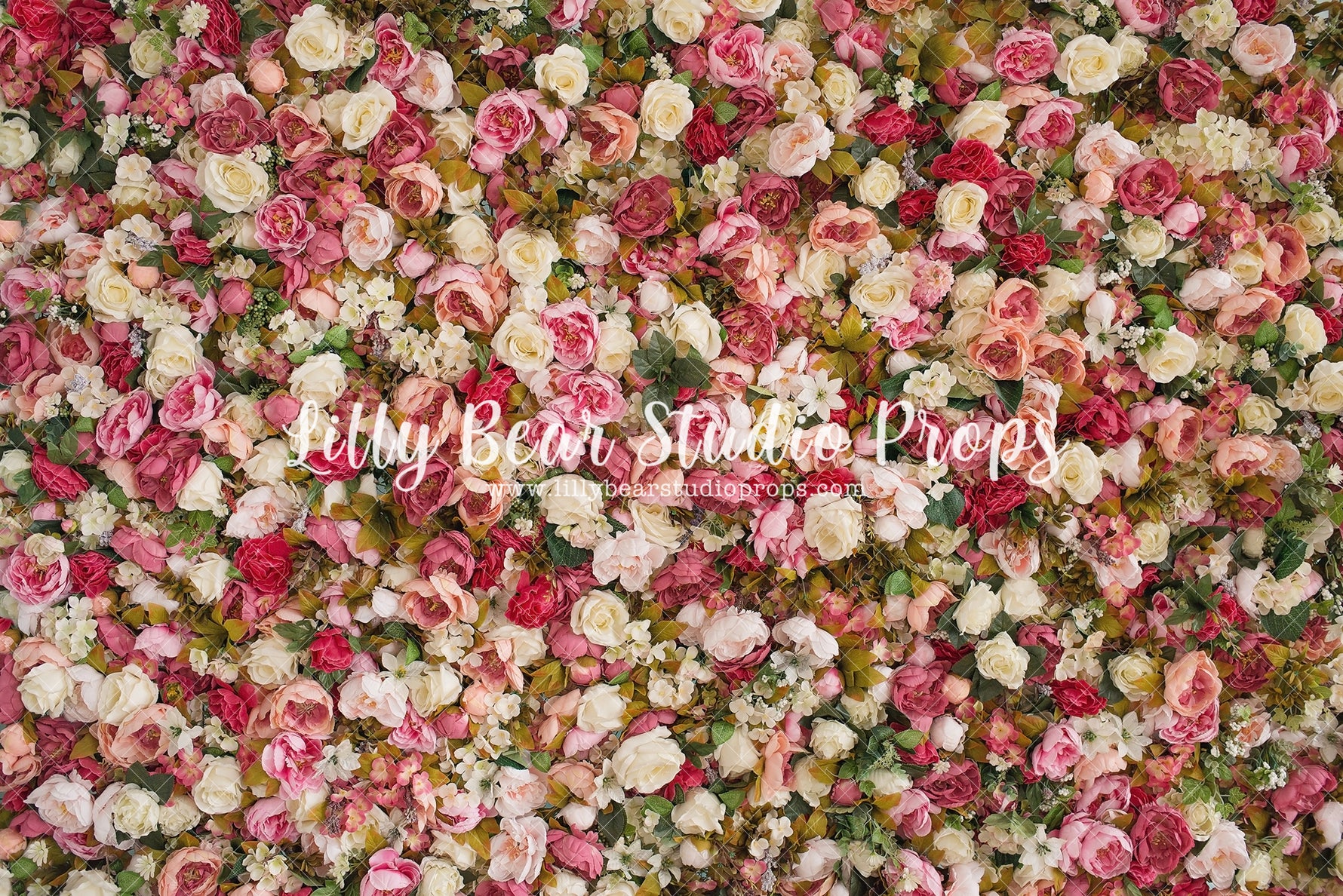 Blooming Wall - Lilly Bear Studio Props, bright flowers, colourful flowers, Fabric, FABRICS, floral, florals, flower boutique, flower shop, flower wall, flowers, garden, girl, girls, pink, pink flower, rose, roses, spring, spring floral, spring flowers, Wrinkle Free Fabric