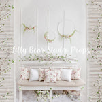 Blossom Bench by Lilly Bear Studio Props sold by Lilly Bear Studio Props, blue floral - blue flower - blue flowers - br